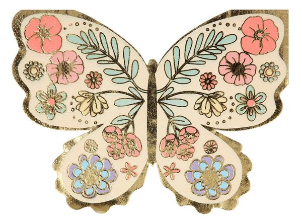 Papierové obrúsky v súprave 16 ks Floral Butterfly – Meri Meri
