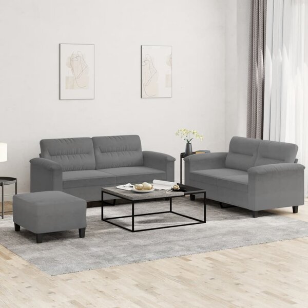 Maison Exclusive – 3-dielna sedacia súprava s vankúšmi, tmavošedá mikrovlákna