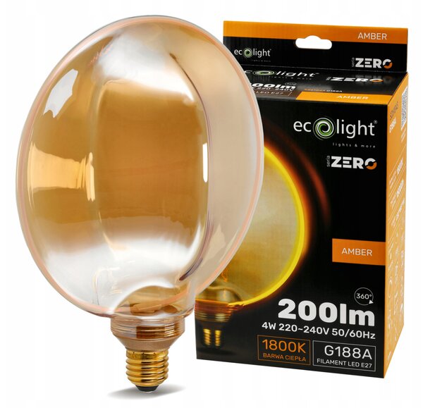 ECOLIGHT Dekoratívna LED žiarovka E27 4W 200lm G188 Amber Retro - rada ZERO