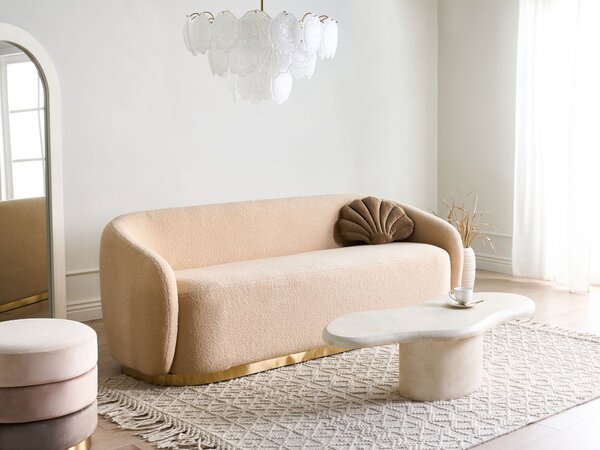 2-miestna pohovka béžová buklé čalúnenie moderný minimalistický štýl obývacia izba