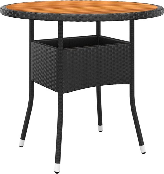 Maison Exclusive – Záhradný stôl Ø 80 x 75 cm z akátového dreva a čierneho polyrotangu