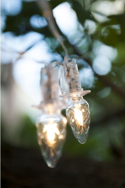 Rozšíriteľná LED vonkajšia reťaz CONE FILAMENT 20xE10 14m číra/teplá biela IP44