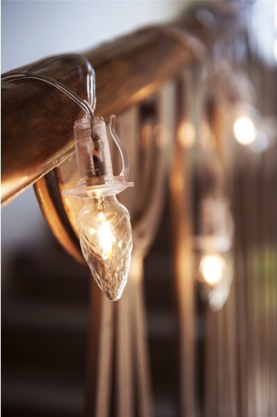 Rozšíriteľná LED vonkajšia reťaz CONE FILAMENT 20xE10 14m číra/teplá biela IP44
