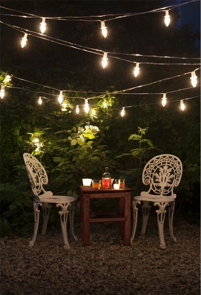 Rozšíriteľná LED vonkajšia reťaz CONE FILAMENT 20xE10 14m číra/teplá biela IP44