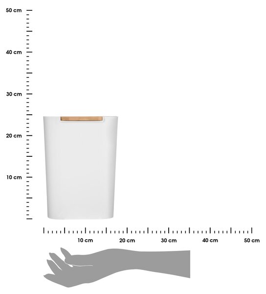 Odpadkový kôš Natureo, biela/s drevenými prvkami, 5L