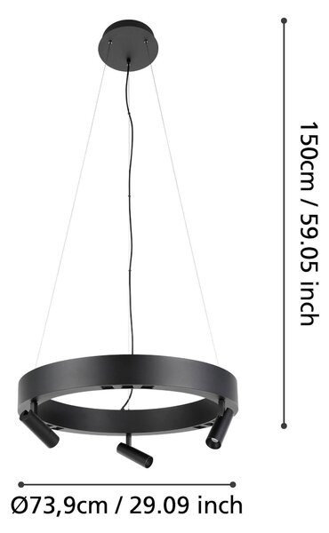 ZÁVESNÉ SVIETIDLO, 60/150 cm Eglo - Online Only bytové doplnky, Online Only