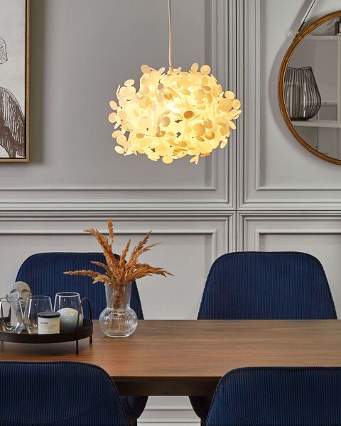 Závesná lampa biela syntetický materiál 120 cm nepravidelný tvar abstraktný moderný glamour štýl osvetlenie obývačka