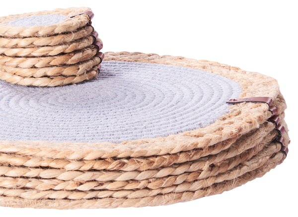 Sada 12 prestieraní a podložiek prírodná z juty a bavlny 35/10 cm ručne vyrobené podložky pod taniere a poháre boho kuchyňa jedáleň