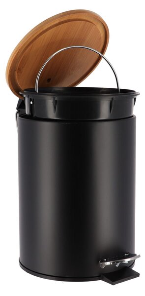 Odpadkový kôš Timeless, čierna/s drevenými prvkami, 2,5L