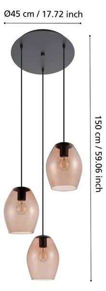 ZÁVESNÉ SVIETIDLO, 45/150 cm Eglo - Online Only bytové doplnky, Online Only