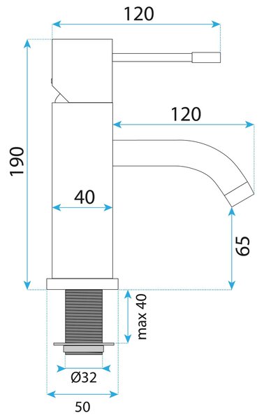 Rea Lungo Diamond, umývadlová batéria h-190, medená matná, REA-B9844