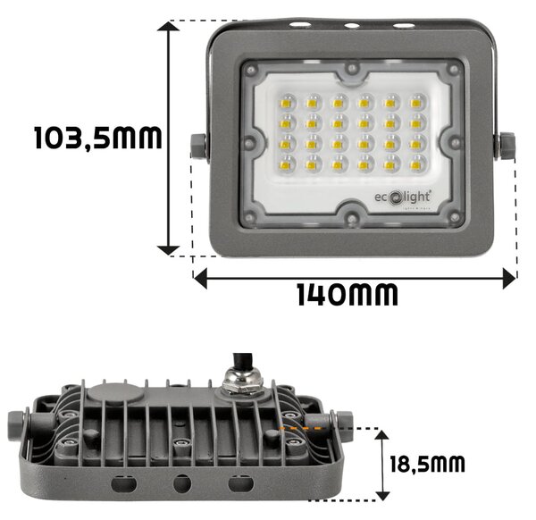 ECOLIGHT LED reflektor 20W 2000l PREMIUM LINE - studená biela