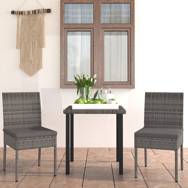 Maison Exclusive – 3-dielna záhradná jedálenská súprava z polyratanu, sivá