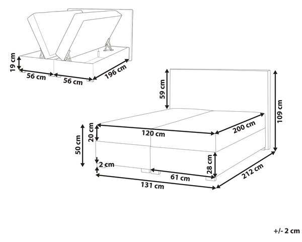Kontinentálna posteľ s úložným priestorom sivobéžová 120 x 200 cm látkové čalúnenie moderný štýl