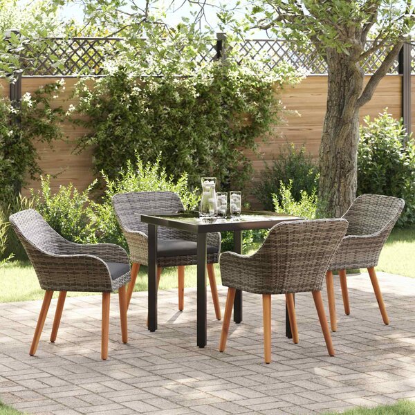 Maison Exclusive - Záhradný jedálenský set s vankúšom 5 pcs Sivá polyratan