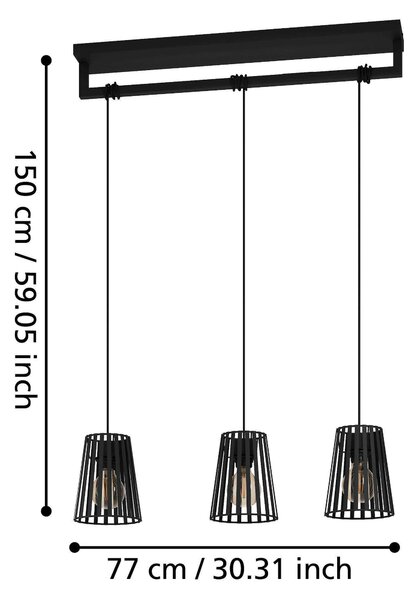 ZÁVESNÉ SVIETIDLO, 77/16/150 cm Eglo - Online Only bytové doplnky, Online Only