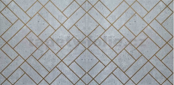 3D panel 0067 rozmer 50 cm x 50 cm, beton GLAMOUR 1 so zlatými kontúrami, IMPOL TRADE