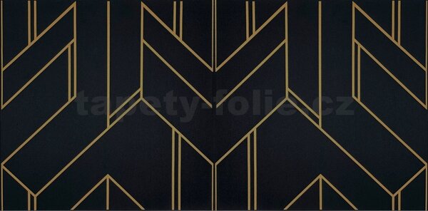 3D panel 0068, rozmer 50 cm x 50 cm, GLAMOUR 2 čierny so zlatými kontúrami, IMPOL TRADE
