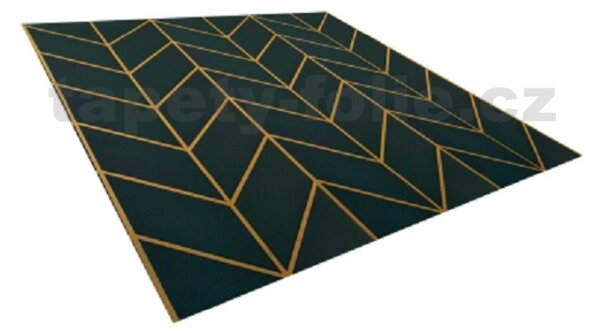 3D panel 0069, rozmer 50 cm x 50 cm, GLAMOUR 3 smaragdový so zlatými kontúrami, IMPOL TRADE