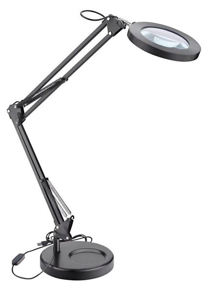 Extol - LED Stmievateľná stolná lampa s lupou LED/8W/5V 2900/4500/7500K čierna