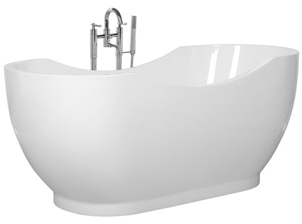 Voľne stojaca vaňa biela akrylát 170 x 77 cm oválny tvar lesklý povrch pre 1 osobu moderný štýl kúpeľňa