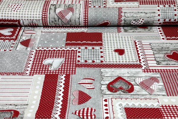 Behúň na stôl červený patchwork Farba Červená Rozmery 40x100 cm