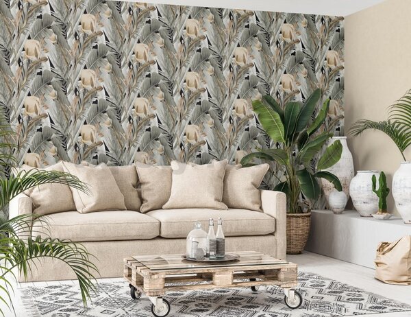 Vliesové tapety na stenu Spirit of Jungle 47417, rozmer 10,05 m x 0,53 m, flóra sépia, MARBURG