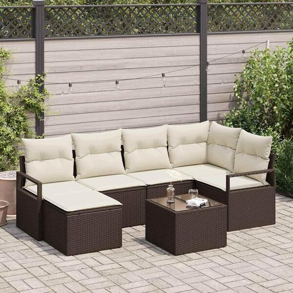 Maison Exclusive – Sedacia súprava, 7 kusov, hnedá [syntetický materiál]: polyratan
