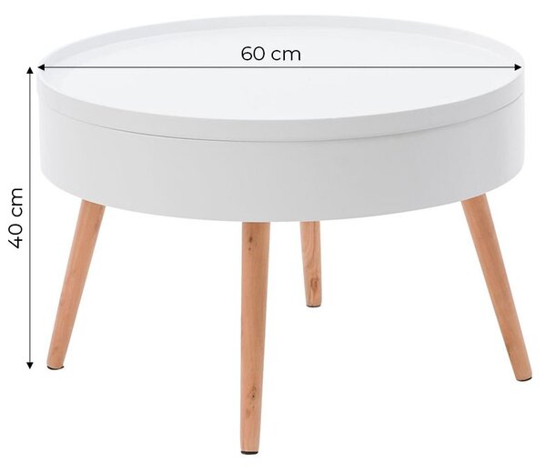 ModernHome Okrúhly konferenčný stolík s úložným priestorom, 60 cm