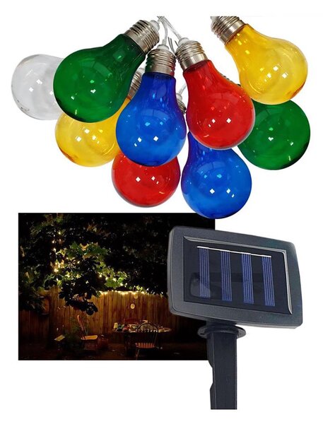 LED Solárna vonkajšia reťaz 10xLED/1,2V 300 mAh 2,2 m IP44 multicolor