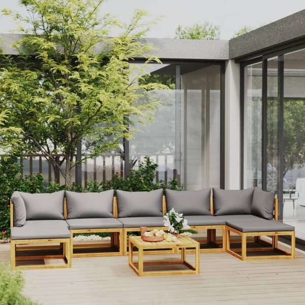 Maison Exclusive – 8-dielna záhradná súprava s vankúšmi z masívneho akátového dreva