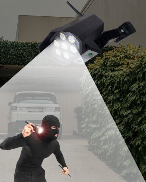 LED solárna maketa bezpečnostnej kamery so senzorom LED/3,7V IP44 čierna + DO