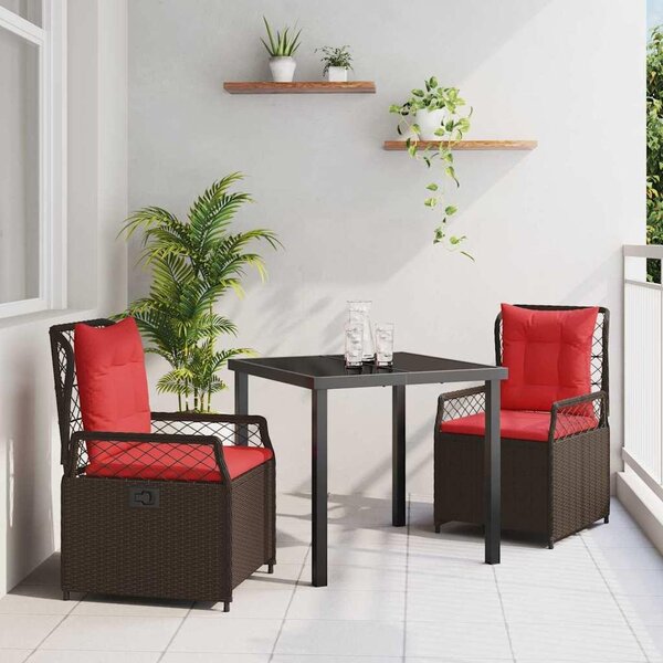 Maison Exclusive – Záhradná jedálenská súprava, 3 kusy, hnedý polyratan