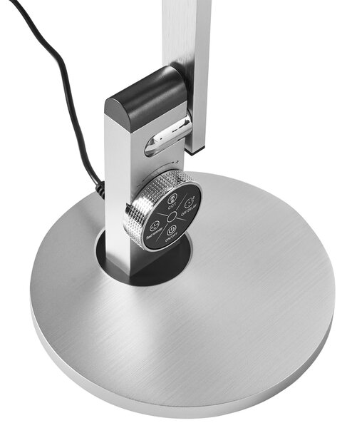 Stolná LED lampa strieborná syntetický materiál 3 režimy teploty svetla so stmievačom nastaviteľná kancelária