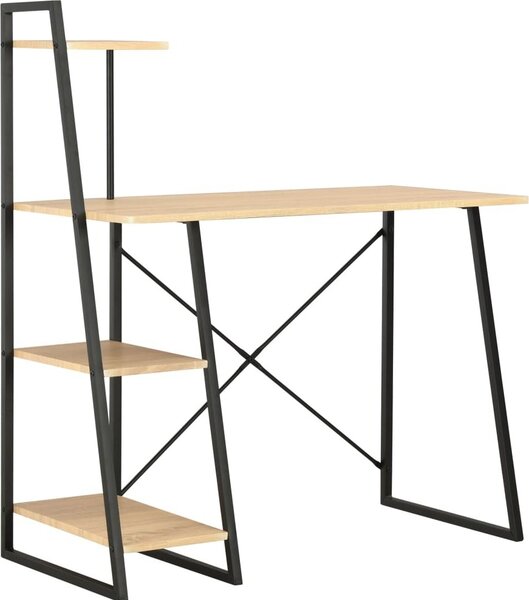 Maison Exclusive – písací stôl s policovou jednotkou, čierna a dubová, 102 × 50 × 117 cm