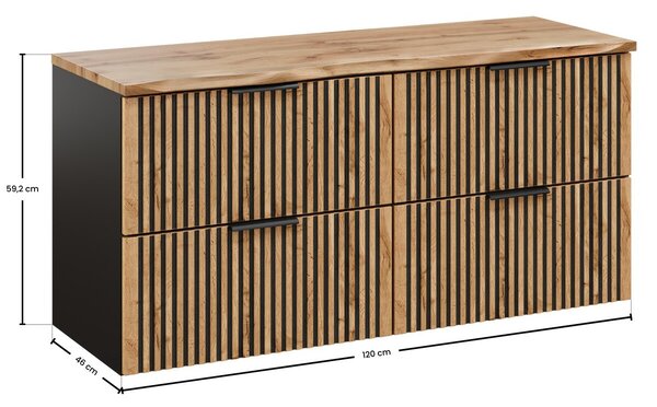 Comad Závesná skrinka Casad Nature s doskou 120 cm dub wotan/čierna