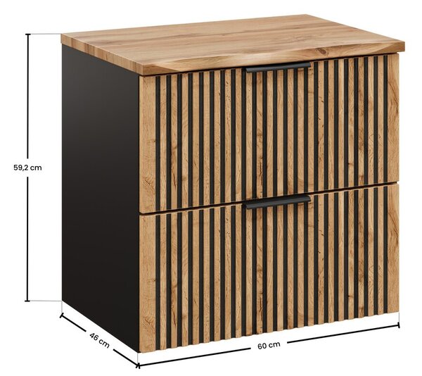 Comad Závesná skrinka Casad Nature s doskou 60 cm dub wotan/čierna