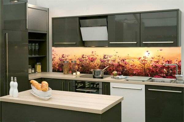 Samolepiace tapety za kuchynskú linku, rozmer 350 cm x 60 cm, kvetinové pole, DIMEX KI-350-130