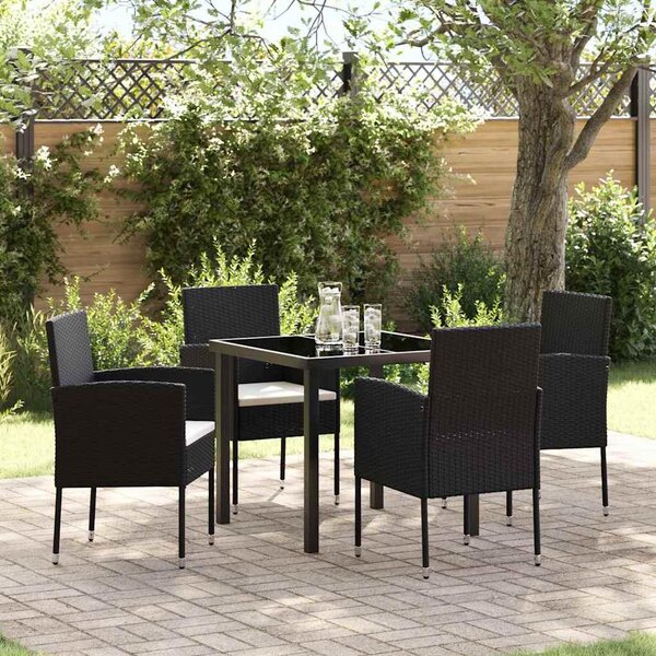 Maison Exclusive – Záhradná jedálenská súprava, 5 kusov, čierna, umelý ratan