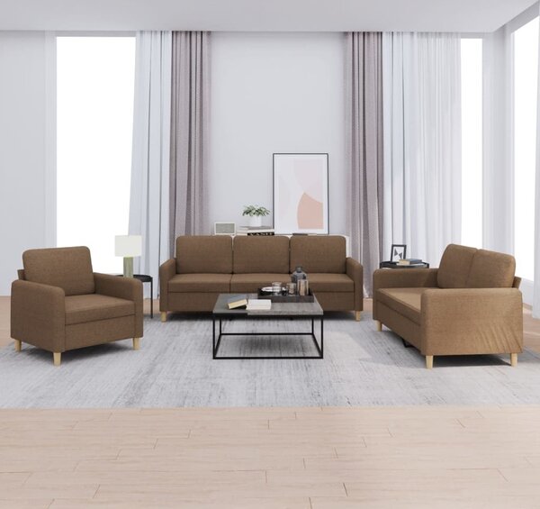 Maison Exclusive – 3-dielna sedacia súprava s vankúšmi, hnedá látka