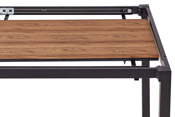 Rozkladací záhradný jedálenský stôl svetlé drevo hliník 198/248 x 90 cm moderný štýl záhrada exteriér