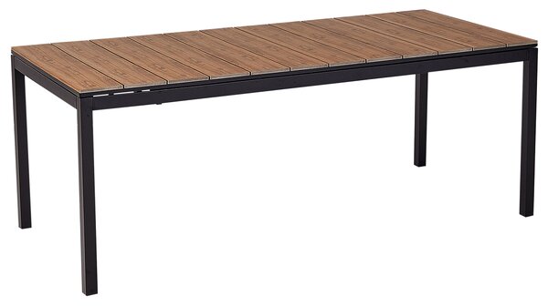 Rozkladací záhradný jedálenský stôl svetlé drevo hliník 198/248 x 90 cm moderný štýl záhrada exteriér