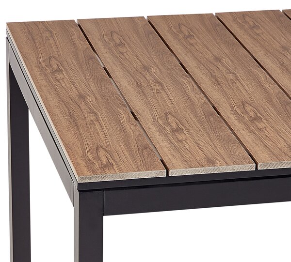 Rozkladací záhradný jedálenský stôl svetlé drevo hliník 198/248 x 90 cm moderný štýl záhrada exteriér