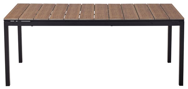 Rozkladací záhradný jedálenský stôl svetlé drevo hliník 198/248 x 90 cm moderný štýl záhrada exteriér