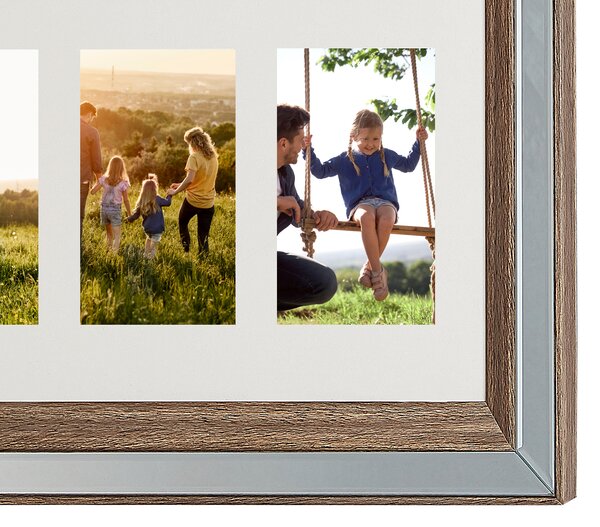 Rámček na fotky tmavé drevo 50 x 50 cm na 6 fotografií 10 x 15 cm koláž fotorámik moderný štýl dekorácie doplnky