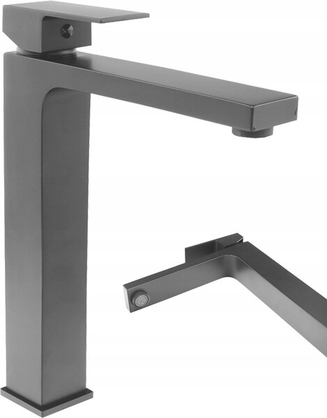 Umývadlový kohútik Vysoká pracovná doska Cube Black Rovná kúpeľňa