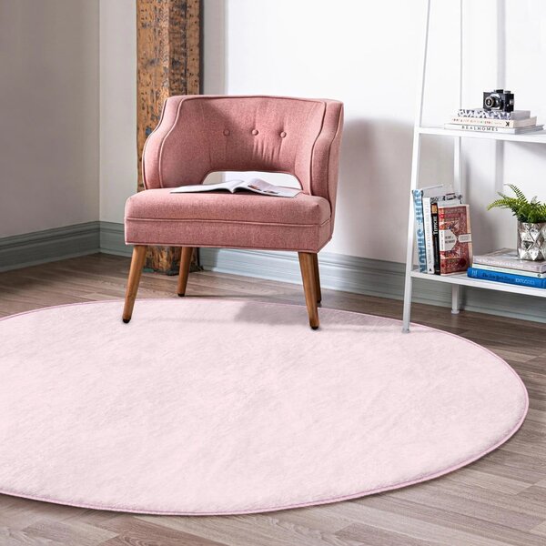 Svetloružový prateľný okrúhly koberec vhodný pre robotické vysávače ø 120 cm Comfort – Mila Home