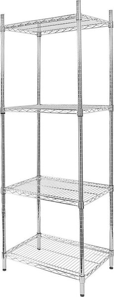Univerzálny chrómovaný oceľový regál Mega-M pre stravovacie zariadenia, 4 police, 180 x 60 x 45 cm, nosnosť až 250 kg