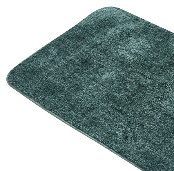 Kúpeľňová predložka tmavozelená mikrovlákno 60 x 90 cm protišmyková podložka mäkký kúpeľňový koberec