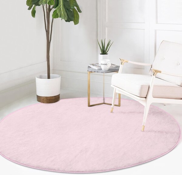 Svetloružový prateľný okrúhly koberec vhodný pre robotické vysávače ø 120 cm Comfort – Mila Home